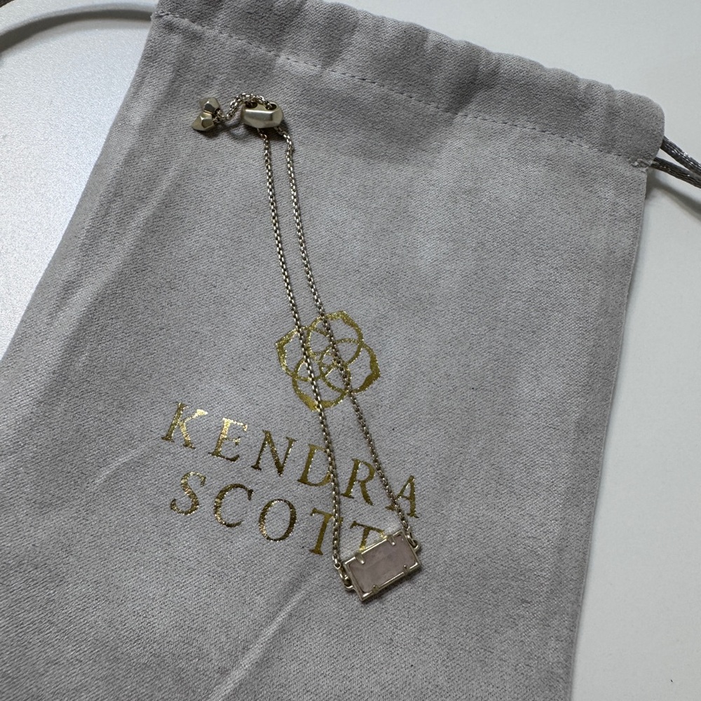 Kendra Scott Gold Necklace with Blush Stone